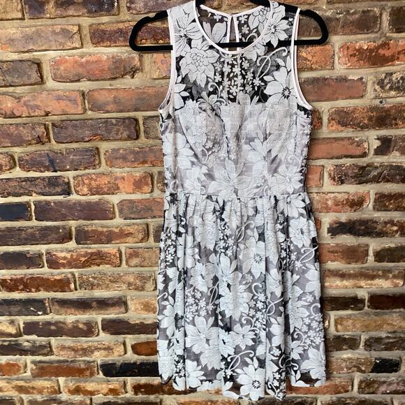 Eliza J Tan Black Lace Sleeveless A-Line Mini Dress Women's Size 4 - Picture 1 of 6